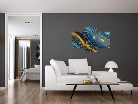 Kép - Kék absztrakció arannyal (90x60 cm)
