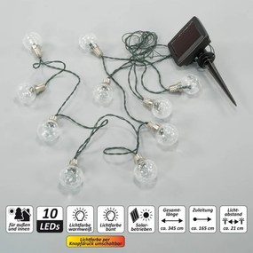 Garthen Napelemes fénylánc 10 LED 345 cm meleg fehér/ színes