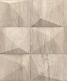 3D Vinil Hatású Fautánzatú Geometrikus Tapéta