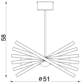 Csillár rúdon  SPARKLE 4xE27/15W/230V fekete
