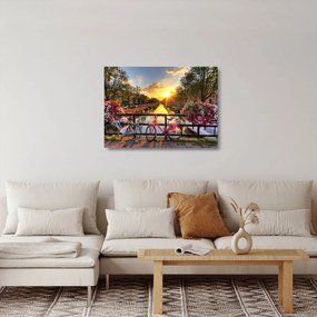 Kép - Napkelte Amszterdamban (üvegen) (70x50 cm)