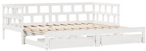 fehér kihúzható heverő fiókokkal matrac nélkül 90 x 200 cm