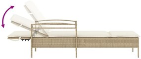 bézs polyrattan napozóágy párnával 63x200x81 cm