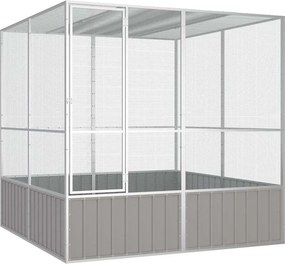 vidaXL szürke horganyzott acél madárketrec 213,5x217,5x211,5 cm