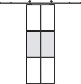 vidaXL tolóajtó vasalatokkal 76x205 cm edzett üveg&Alumínium