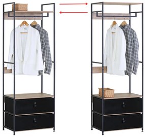 Intenso Home ruhafogas 2db nagyméretű fiókkal polcokkal 60 x 175cm modern tölgy színben | Előszobai ruhatároló cipőtartóval / nyitott gardrób