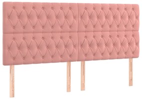 rózsaszín bársony LED-es fejtámla 180x7x118/128 cm