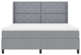 Boxspring Ágy Matrac S-LED Fénnyel Szürke 180x200 cm Szövet