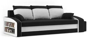 HEWLET kinyitható kanapé két puffal és polccal Szürke / fekete