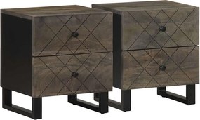 vidaXL 2 db fekete tömör mangófa éjjeliszekrény 40 x 33 x 46 cm
