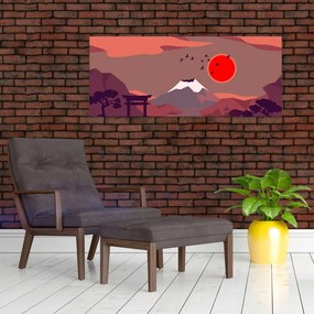 Kép - A Fuji-hegy illusztrációi (120x50 cm)