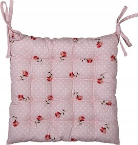 Rózsaszín pamut ülőpárna Dotty Rose töltettel 40x40x4