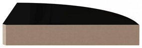 2 db magasfényű fekete MDF lebegő sarokpolc 25 x 25 x 3,8 cm