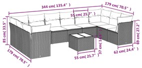 11 részes szürke polyrattan kerti ülőgarnitúra párnákkal