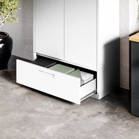 Moduláris többfunkciós fém szekrény fiókkal fehér MEGAN 1850 x 900 x 400 mm