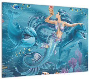 Kép - Sellő delfinekkel (70x50 cm)