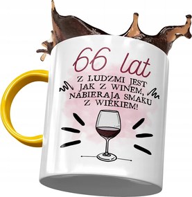 Sárga Bögre Születésnapra 66 66-es 66-os Ajándék Nyomtatott Fotóval