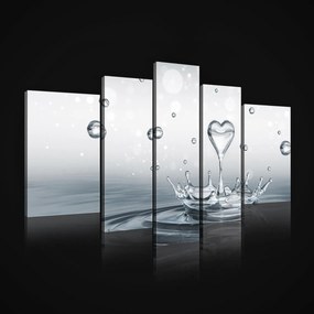 Vászonkép 170x100 Víz Cseppek Szív Tisztaság Frissesség Dinamika Mozgás