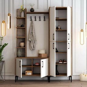 Faliakasztó cipőtartóval, polcokkal és szekrénnyelViyana Walnut and White