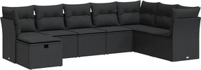 vidaXL 8 részes fekete polyrattan kerti ülőgarnitúra párnákkal