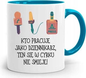 Kék Bögre Ajándék Riporter Újságírónak, fényképes nyomattal