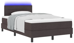 Box Spring Ágy Matrac &amp; LED Sötétbarna 120x190 cm Szövet