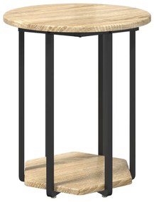 2 db-os oldalsó asztal Sonoma tölgyből, mérnöki fából és fémből