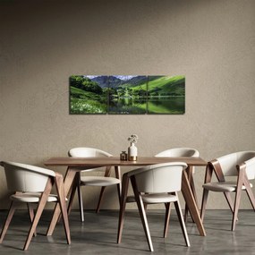 Kép - Tájkép egy tóval (órával) (90x30 cm)