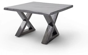 CARTAGENA dohányzó asztal akácfa 75x75cm - X alakú antikolt lábbal - Szürke
