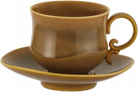 Elegáns porcelán csésze csészealj 220 ml boho barna retro 1 db