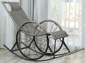 Hintaszék, rattan/fém, szürke, ROKIN