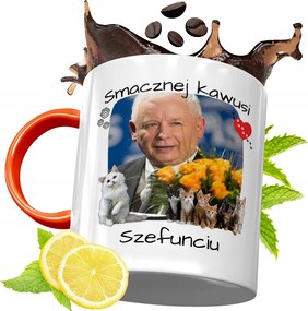 Narancssárga Bögre A Pis Elnökétől Jaroslaw Kaczynski fényképes nyomtatással