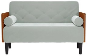 világosszürke bársony loveseat kanapé párnákkal 110 cm