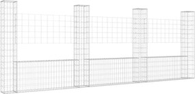 vidaXL U-alakú vas gabionkosár 4 oszloppal 380 x 20 x 150 cm