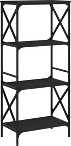 vidaXL 4 szintes fekete szerelt fa könyvespolc 59 x 35 x 132 cm