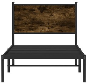 füstös tölgy színű fém ágykeret matrac nélkül 80 x 200 cm