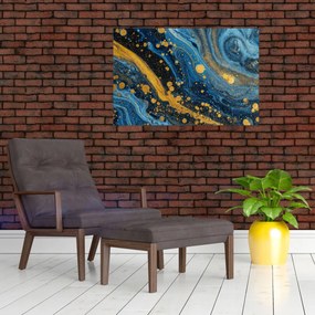 Kép - Kék absztrakció arannyal (90x60 cm)