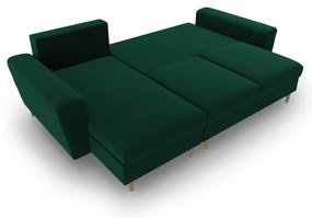 Zöld bársony kinyitható tárolóhelyes sarokkanapé Kyoto – Cosmopolitan Design