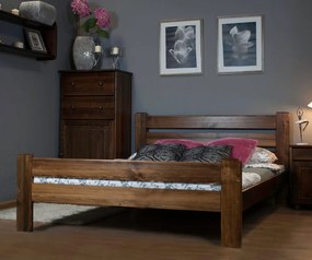 AMI nábytek Fenyőfa ágy Neli 120x200 cm, dió színben
