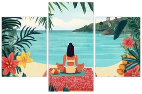 Kép - Jóga nő a tengerparton (90x60 cm)