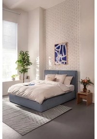 Kék kárpitozott ágyneműtartós franciaágy ágyráccsal 180x200 cm Thessa Bold – Bonami Selection