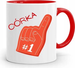 Piros Bögre Ajándék Lányának Első Számú Nyomtatott Fényképpel