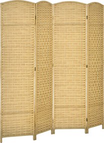 HOMCOM 4-paneles hajtható szobai elválasztó 180x180 cm - Magánéletet biztosító képernyő - Irodához, hálószobához, természetes | Aosom