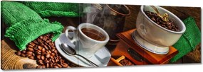 Vászonkép 120x40 Csésze és zöld zsákok