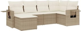 vidaXL 6 részes bézs polyrattan kerti ülőgarnitúra párnával