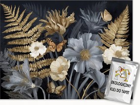 Fotótapéta Levelek Virágok Arany Hálószoba Nappali Tapéta Flizelina 200x140