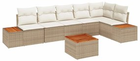 vidaXL Kerti Kanapé Szett párnával 7 pcs Bézs Poli rattan