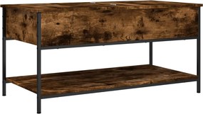 vidaXL füstös tölgy szerelt fa és fém dohányzóasztal 100 x 50 x 50 cm