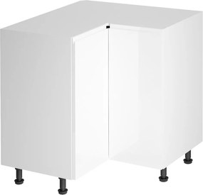 Alsó sarokszekrény, fehér/fehér extra magasfényű, AURORA D90N