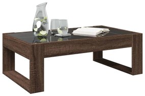 Barna tölgy végtelen hatású LED-es dohányzóasztal 90x53x30 cm